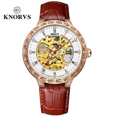 China New Arrival Hot Sale Brand New Arrival Luxury Automatic Date GRACETE Swiss Movement Watch Genuine Leather Mechanical Wrist Watch for sale