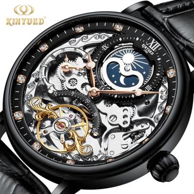 China New Design Alarm KINYUED Tourbillon Watch Mechanical Mechanical Movement Custom Logo Automatic Watches for sale