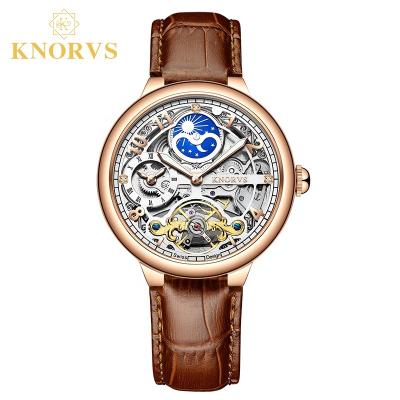 China Automatic Mechanical Watches Date KNORVS Swiss Brand Stainless Steel Tourbillon Movement Men Automatic Wrist Watch for sale