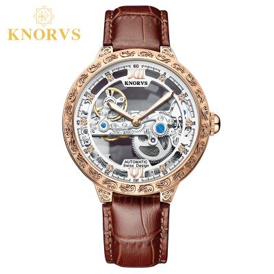 China Automatic Mechanical Watches Date KNORVS Swiss Brand Stainless Steel Tourbillon Movement Men Automatic Wrist Watch for sale