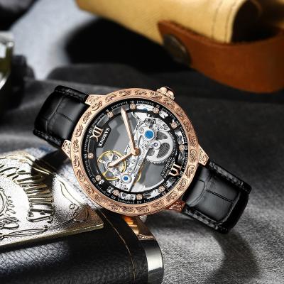 China Luxury Automatic Skeleton Automatic Movement Wristwatches Date KNORVS Mechanical Reloj Watch for sale