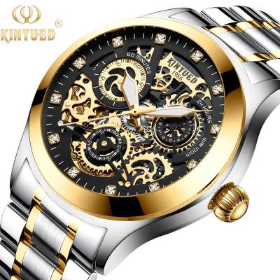 China KINYUED Custom Logo Alarm Water Proof Watches Mens Luxury Brand Automatic Mechanical Skeleton Watch for sale