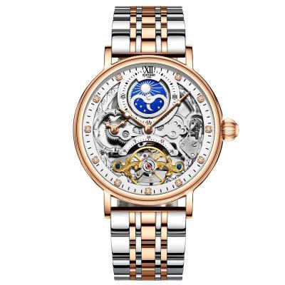 China High Quality Waterproof Luminous Quartz Watch Mens Phase Alarm Tourbillon Moon Mechanical Watch for sale