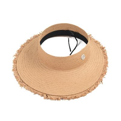 China Fashion Logo Foldable Sun Straw Hat Custom Logo Visor Cap Custom Made Character Summer For Woman for sale