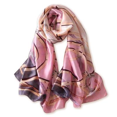 China European and American cheap custom silk lady scarf beach towel print logo style silk shawl and scarf 160*70cm for sale