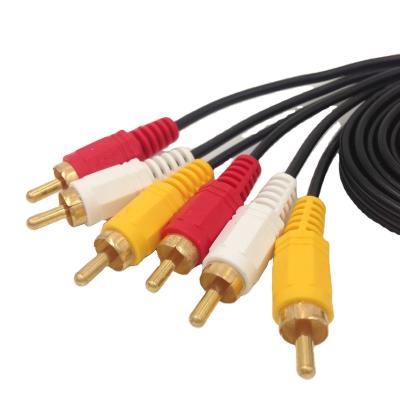 China Camera Supplier Custom Gold Plated 3.5mm Male Angled 3 RCA Audio Cable for sale