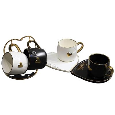 China Morden Luxury Wholesale Luxury Embossed Porcelain Coffee Tea Cup And Saucer Set Suitable For Valentine Family Hotel Restaurant Parties for sale