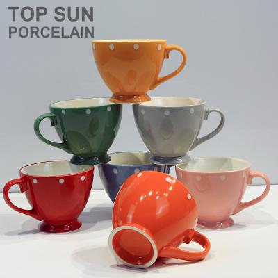 China Morden Print Design Luxury Unique Embossed Color Glazed Ceramic Coffee Mug for sale