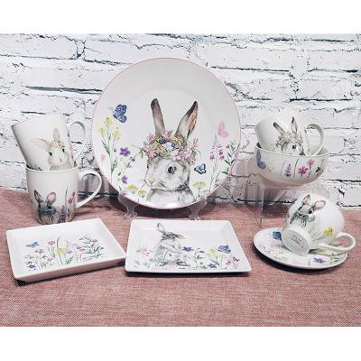 China Viable Easter Bunny Decorative Rabbit Ceramic Coffee Cup Mug / Dish / Bowl for sale