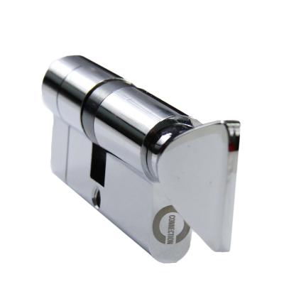 China Copper anti-break, Euro Thumb-turn door lock Cylinder-satin Chrome surface (35T/35 (70mm). Chrome polishing for sale