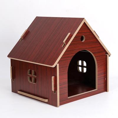 China Breathable Detachable Wooden Cat House Kennel Pet With Window Kennel Log Cabin Outdoor Indoor And Outdoor High Quality Villa for sale