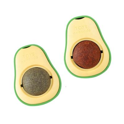 China Stocked Wooden Pet Cat Avocado Catnip Ball Polygonum Worm Skin Fruit Licking Toy Molar Teeth Cleaning Self Hi for sale