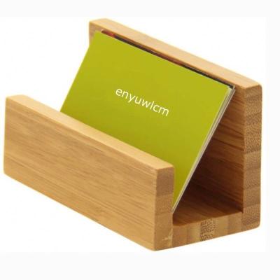 China Eco-friendly Bamboo Wooden Desktop Business Card Holder For Office Sturdy Business Card Display Stand For Office Suitable For Men Women for sale