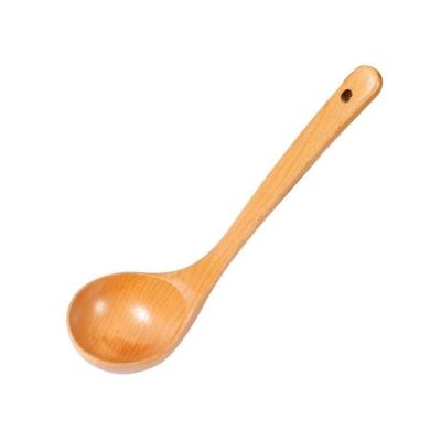 China Sustainable Wholesale Natural Handmade Nonstick Pocket of Beech Wood Soup Spoon for sale