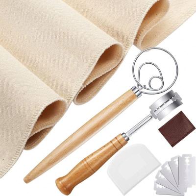 China Viable Danish Dough Beater Bread Making Tools with Plastic Dough Scraper Bread Proofing Cloth Scoring Blade Bread Reducing Tool for sale