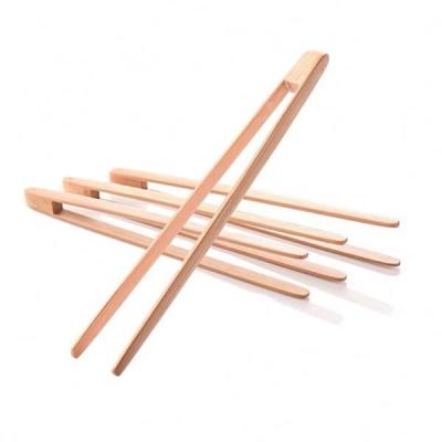 China Sustainable Wholesale BBQ Food Grade Cooking Small Natural Bamboo Kitchen Toaster Tongs For Bread for sale