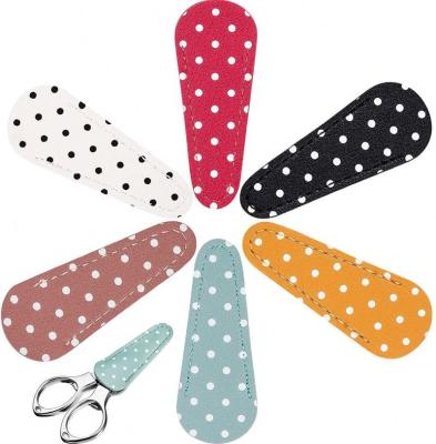 China Leather Sheath Dot Scissors Protective Cover Scissors Embroidery Scissors Sheath Protective Polka Dot Scissors for sale