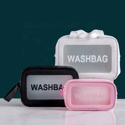 China New Design Trend Wholesale Reusable Fashion Cosmetic Bag Clear Large Capacity TPU Travel Toiletry Bag Portable Clear Toiletry Bag for sale