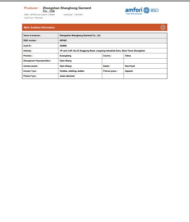 BSCI - Zhongshan Shangyuan Garment Co., Ltd.