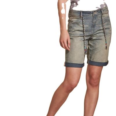 China 2022 Breathable Womens Jeans Shorts Vintage Waistband High Washing Folded Edge Short Jeans for sale