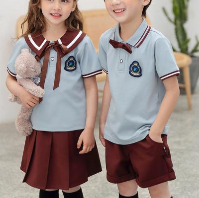 China Autumn Spring American School Uniform Simple Kindergarten Tracksuit Primary School Uniform Designs Dress Boys Shorts for sale