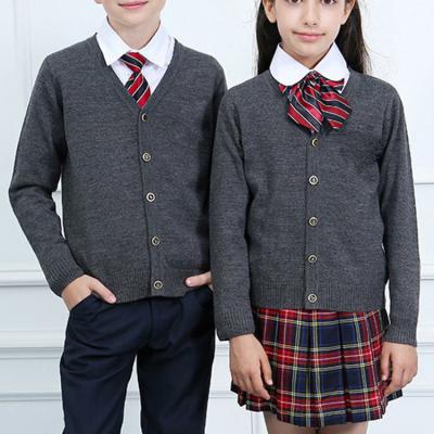 China School Clothes For Student Gray Color Factory Custom School Uniforms Design Cotton Sweater Blazer Vest Kids Vest Uniform for sale