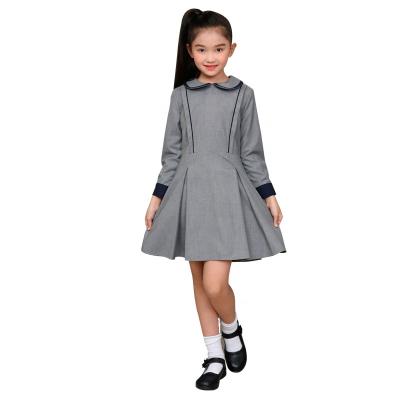 China Hot Sales Summer Anti-pilling Gray Primary High School Pinafore Girls Uniform Pinafore Dress With Long Sleeve Girl Uniforms for sale