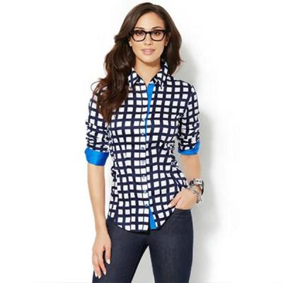 China Custom Made Super Soft Anti-pilling Slim Fit Latest And Stylish Women's Plaid Pattern Casual Shirts With Long Sleeve for sale