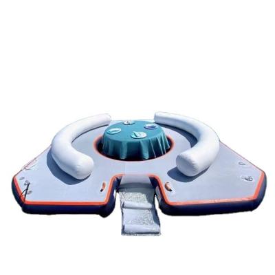 China Wholesale 540kg Load Inflatable Water Floatting Entertainenment Person 6-8 Person Floating Island With Tent for sale