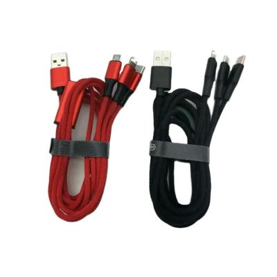 China Hot Selling Mobile Phone Etc.electronic Product Quality Product Nylon Braided Material 3 In 1 Fast Charging+data Transfer Usb Cable for sale