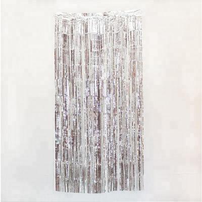 China Silver Decoration PVC Party Curtain Garland Metallic Tinsel Foil Fringe Curtain Backdrops for sale