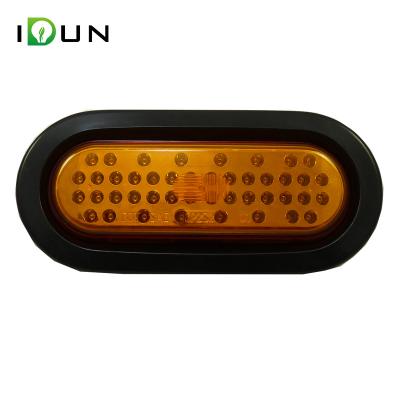 China 6 Inch PC Lens Piranha LED Truck Trailer RV Boat Yacht Stop Amber Oval Tail Lights With 26 Chips for sale