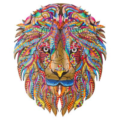 China Early Education 2022 Fox Owl Lion Rhino Irregular Shaped Wooden Jigsaw Puzzles Wooden Special Shaped Toys Latest Factory Design for sale