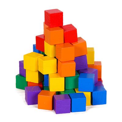 China Eco - Friendly Wooden Material Colorful Toys Children 's Cube Block Educational Building Sets for sale