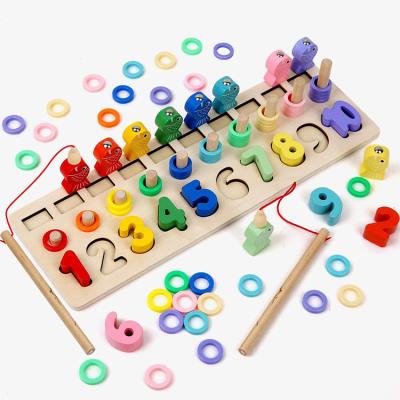 China Eco-Friendly Wooden Material Recognition Activity Matching Number Board Magnetic Fishing Game for sale