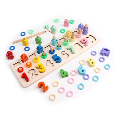 China Eco-friendly Material Wooden Toys Wooden Jigsaw Puzzle Count Math Number Fishing Kids Magnet Toy Shape Match for sale