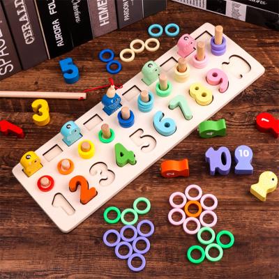 China Peach Eco-friendly Material Magnetic Game Wooden Number Puzzle Matching Color Matching Counting Game for sale