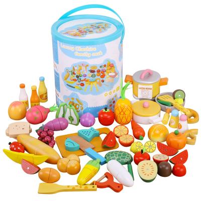 China Environmental Material Manufacturer Wooden Fruit Pretend Play Kitchen Cutting Vegetable Toy Set for sale