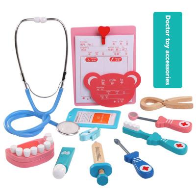 China Eco-freindly Pretend Play Dental Six Piece Medical Set Wooden Doctor Toy Set For Kids for sale