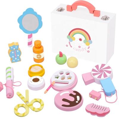 China Pretend Toys New Products Wooden Candy Makeup Case Kindergarten Toy Set For Children for sale