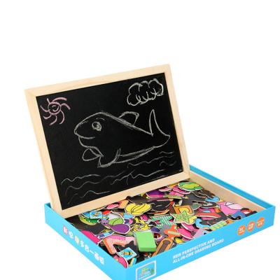 China Eco-friendly Kindergarten Montessori Puzzles Educational Multifunctional Wooden Magnetic Drawing Board Toy for sale