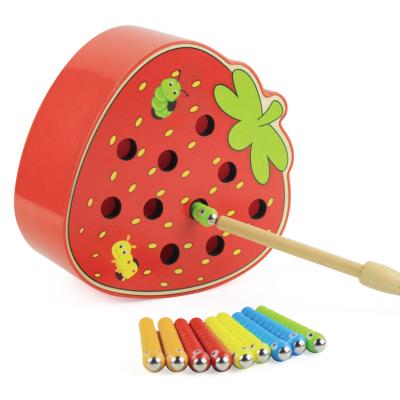 China wooden toys for kid children catch a worm game small toys with magnetism BTN-07 for sale