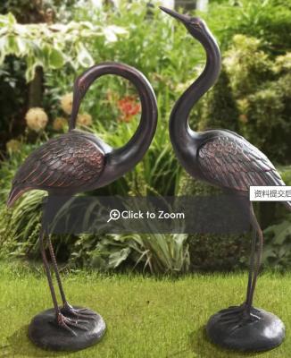 China Large Outdoor China Garden Modern Art Animal Set Copper Sculptures Crane Statues for sale