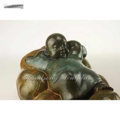 China Chinese Small Monk Ancient Buddhist Element Rest Cute China Sculpture Style Interior Decoration Cast Bronze Statue Sculpture for sale