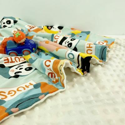 China Custom Made Soft Warm Minky Knitted Folded Baby Cute Rectangular Blanket For Sleeping for sale