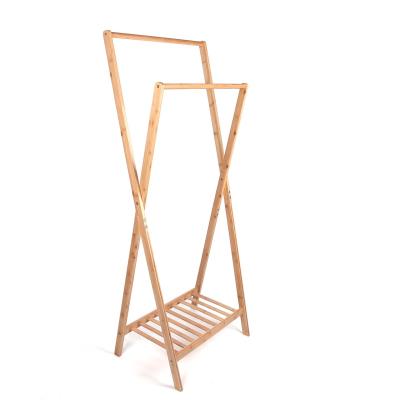 China Eco-friendly Modern Bamboo Foldable Towel Rack Organizer Shelf Cloth Stand Hanger For Bathroom for sale