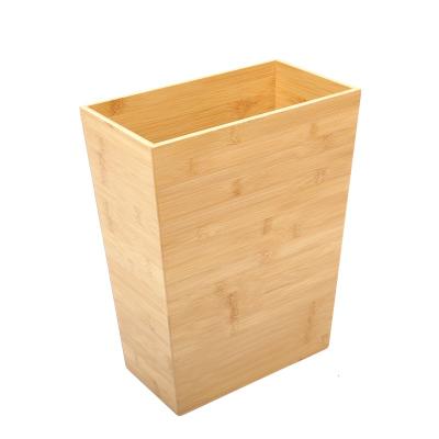 China Sustainable Eco Friendly Bamboo Waste Basket Waste Bathroom Trash Can For Home Office for sale