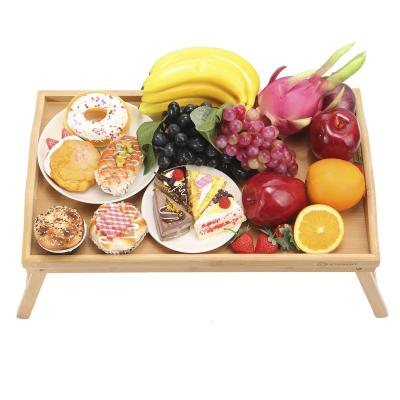 China Eco-friendly Bamboo Wooden Table Bed Hot Sale Food Breakfast Tea Coffee Folding Serving Tray With Foldable Legs for sale