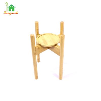 China Factory Hot Selling Bamboo Adjustable Saucer Plant Stand Plant Pot Flower Pot Indoor Home Stocked for sale