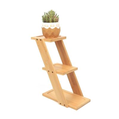 China Eco-friendly Modern Wooden Bamboo Indoor Planters 3-Tier Outdoor Plant Stand Flower Pot Holder Stand for sale